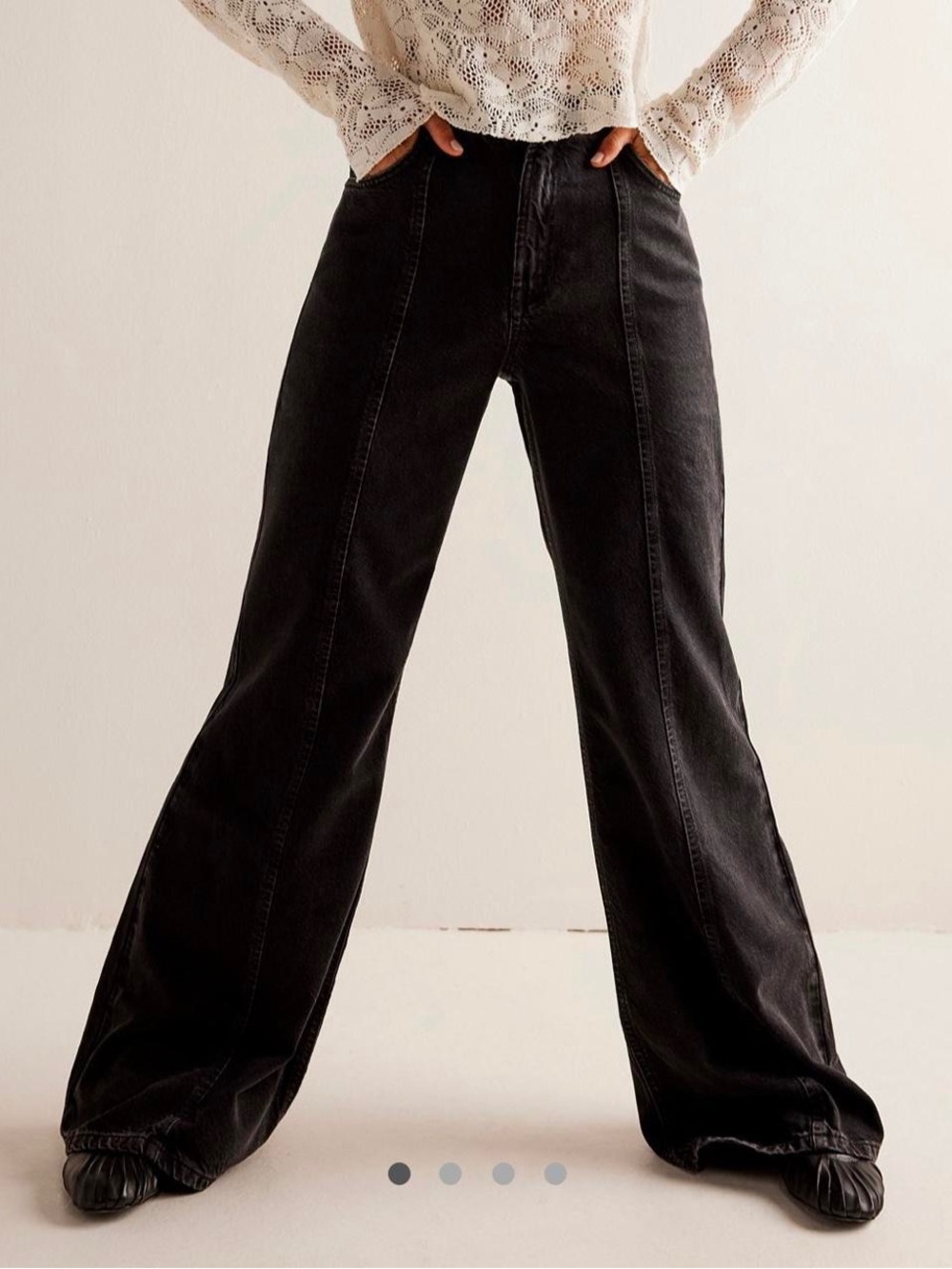 NWT We The Free Women’s 30 Wallflower Mid Rise Flare Wide Leg Denim Black Jeans